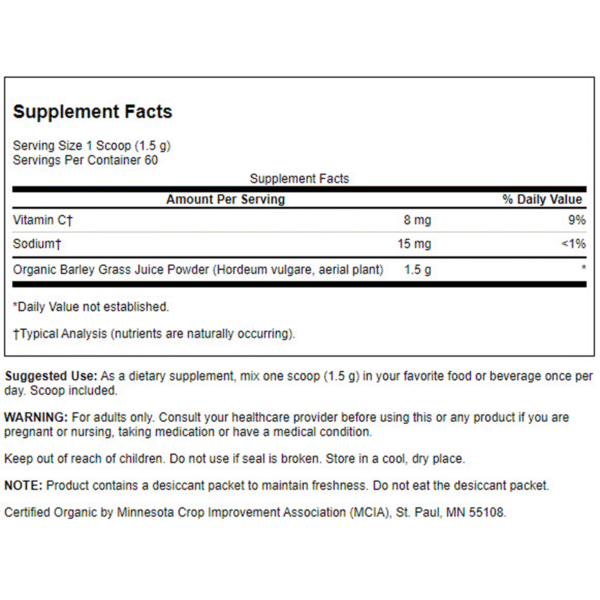 Swanson – Barley Grass Juice powder – Organic 90G