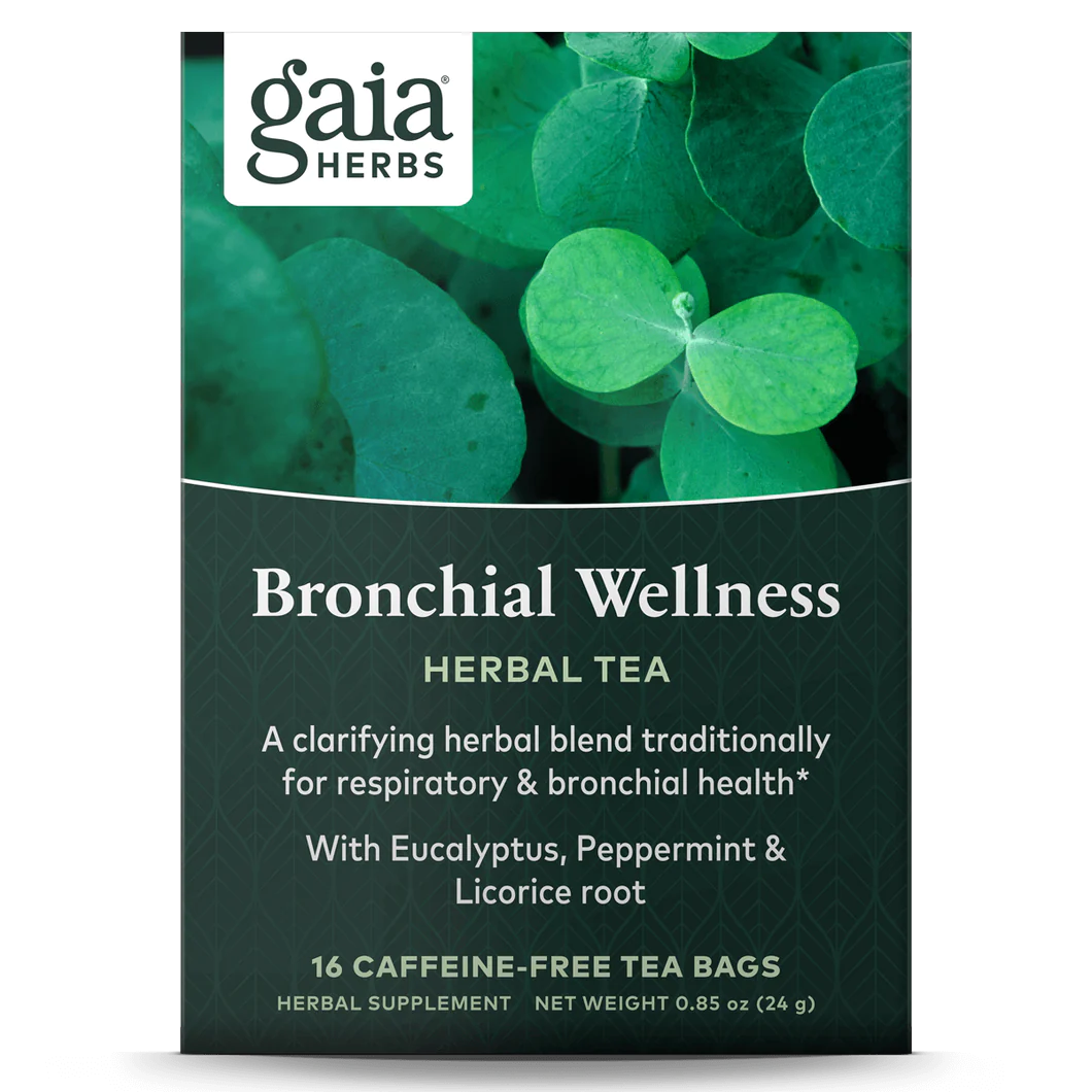 Gaia Herbs Bronchial Wellness Herbal Tea 16 Caffeine Free bags