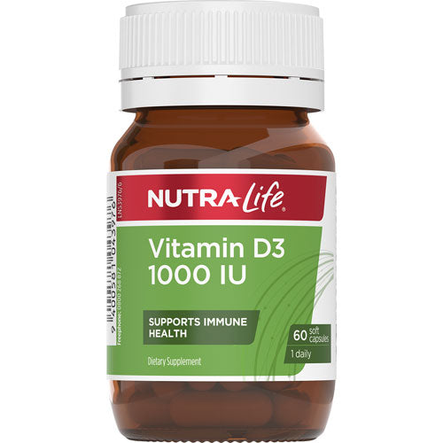 Nutralife Vitamin D3 1000 IU  (60 capsules)