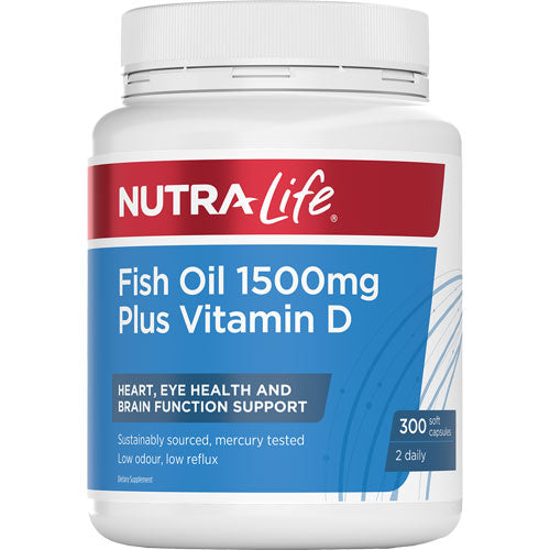 Nutralife Fish Oil 1500mg + Vitamin D, 300 capsules