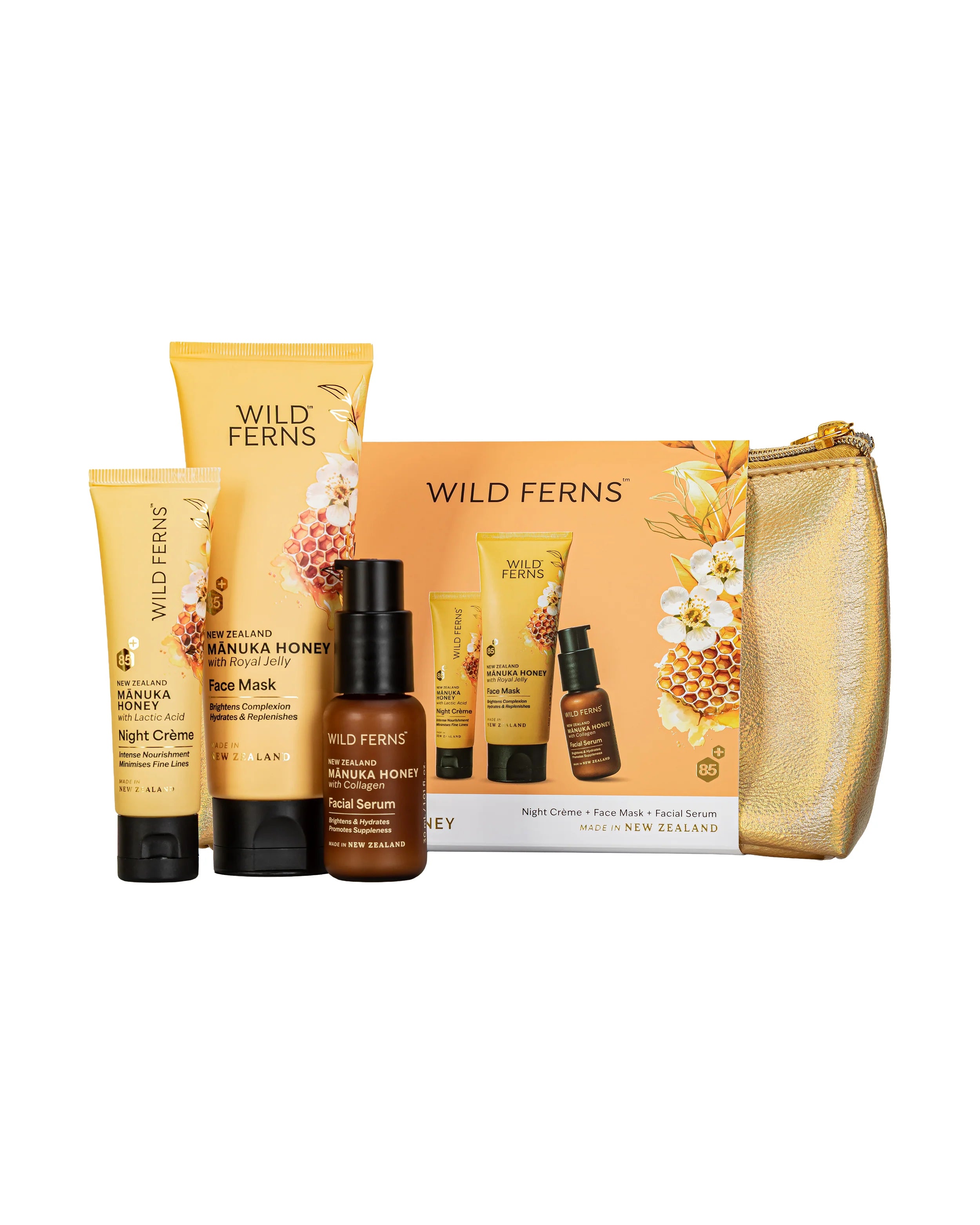Wild Ferns Mānuka Honey Radiant Glow Cosmetic Bag Set