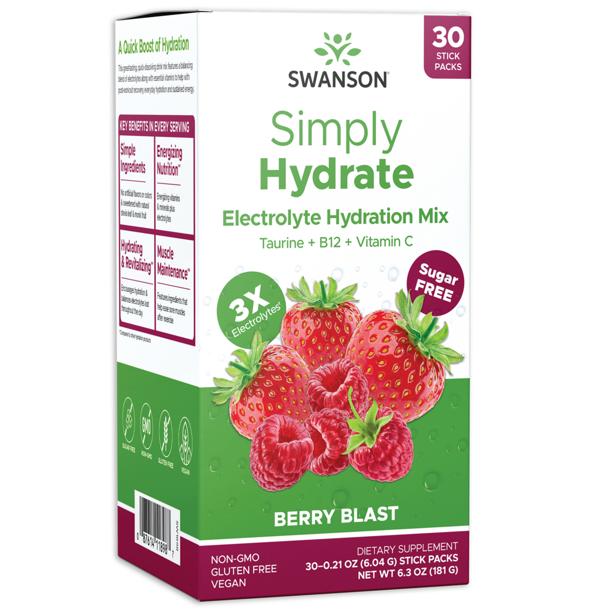 Swanson Simply Hydrate Electrolyte Hydration Mix -Berry Blast 30