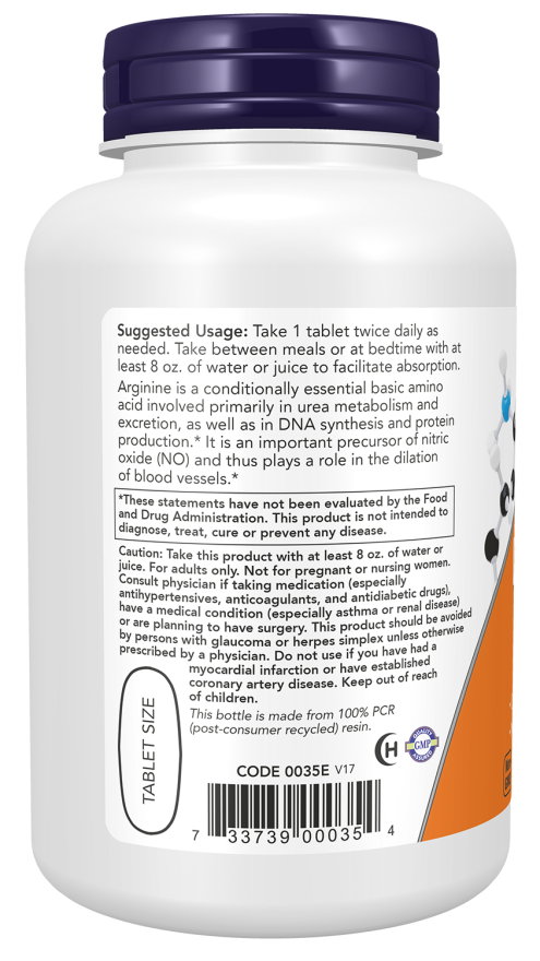 Now L-Arginine 1000mg Double strength 120 Tablets