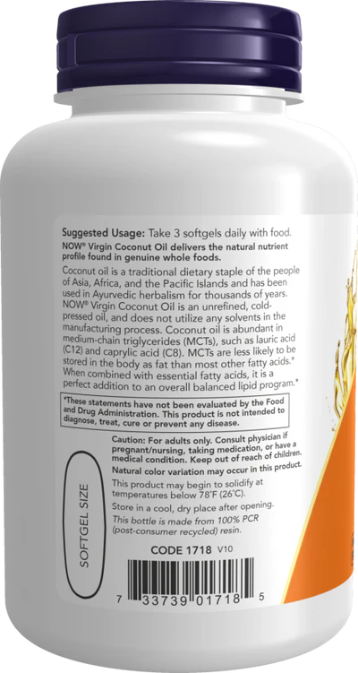 Now Virgin Coconut Oil 1000 mg Softgels 120
