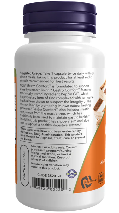 Now Gastro Comfort with PepZin GI Veg Capsules 60