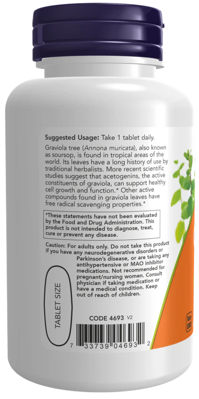 Now Graviola Double Strength 1000 mg Tablets 90