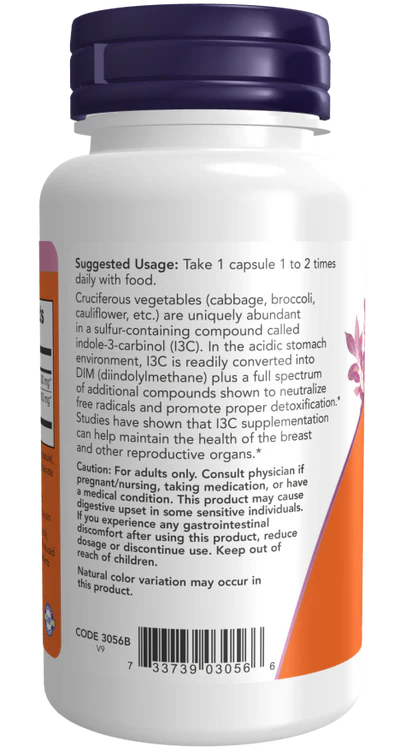 Now Indole-3-Carbinol 200 mg Veg Capsules 60