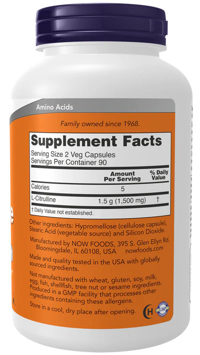Now L-Citrulline 750 mg Veg Capsules 90