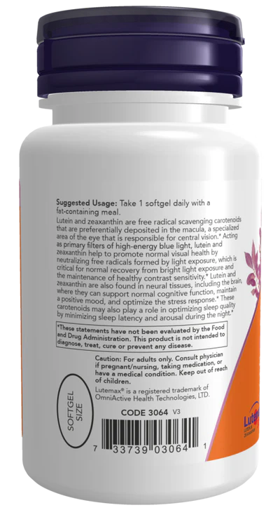 Now Lutein 25 mg & Zeaxanthin 5 mg Softgels 60