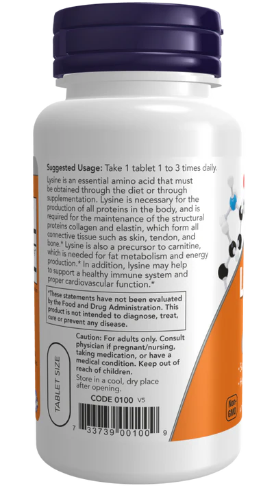 Now L-Lysine 500 mg Tablets 100