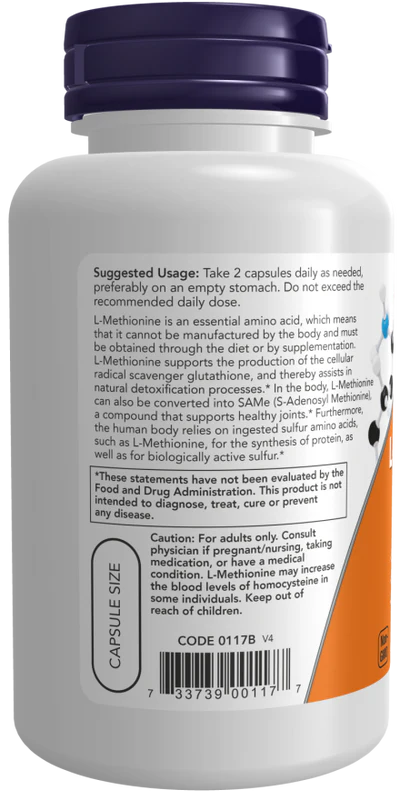 Now L-Methionine 500 mg Veg Capsules 100