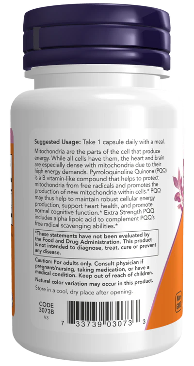 Now PQQ Extra Strength 40 mg Veg Capsules 50