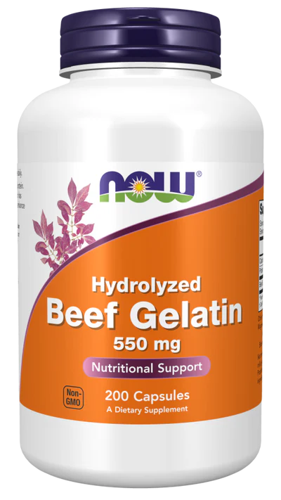 Now Hydrolyzed Beef Gelatin 550 mg Capsules 200