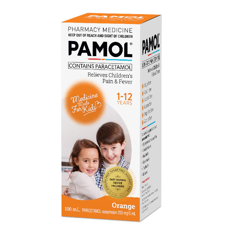 Pamol Double Strength Suspension 250mg/5ml (Orange Flavour) 100ml