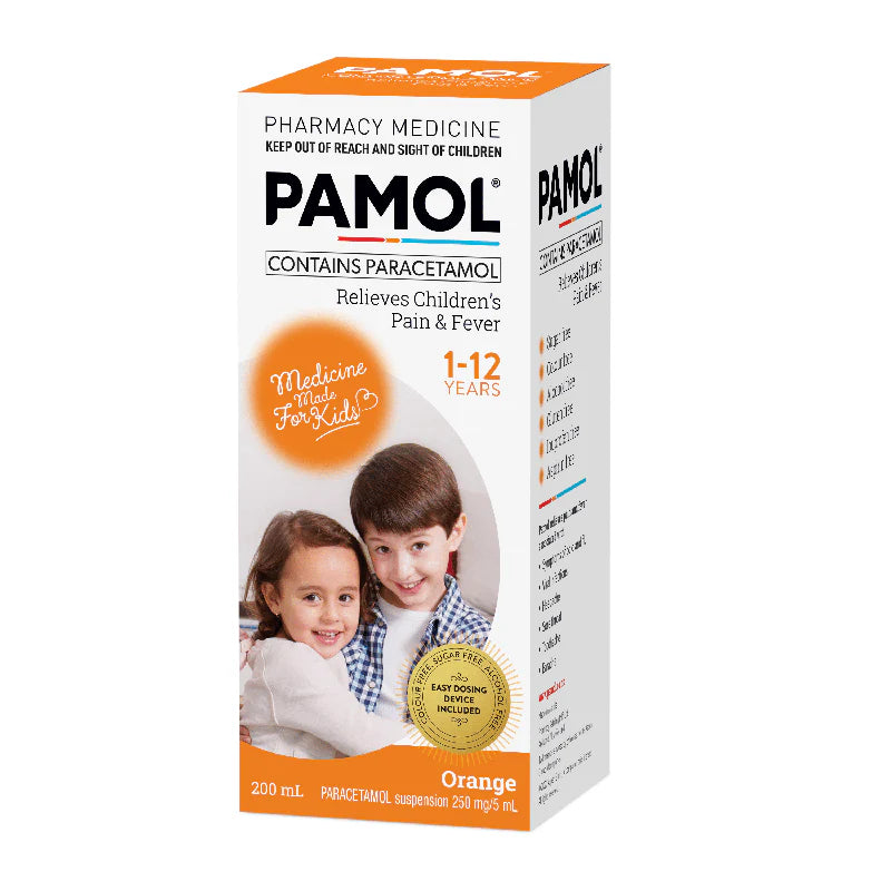 Pamol for Children Pain & Fever Relief Orange 200ml