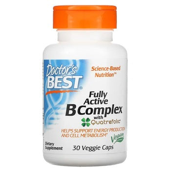 Doctor's Best Fully Active B Complex With Quatrafolic Vegecaps 30