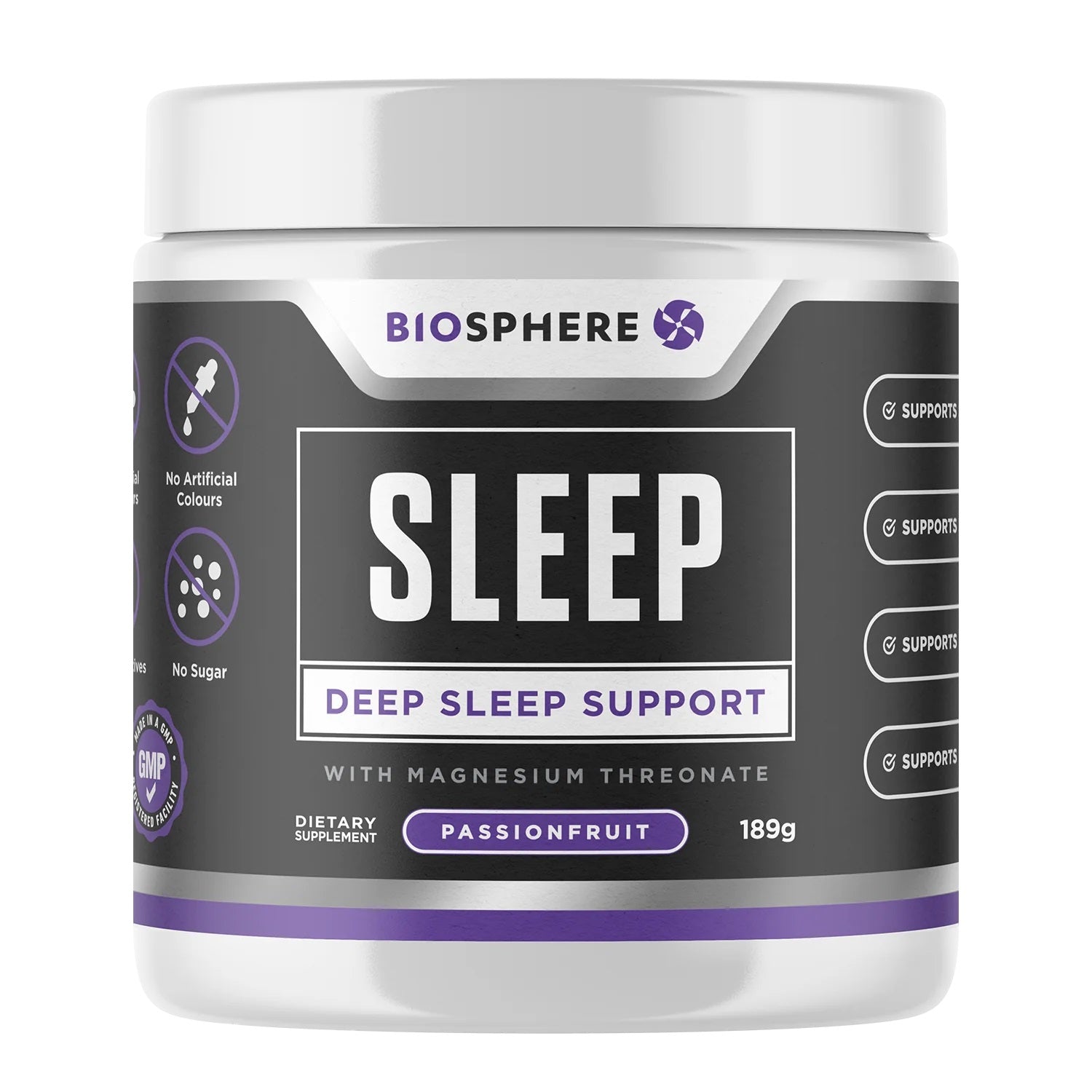 Biosphere Deep Sleep Support Powder 185g Passionfruit