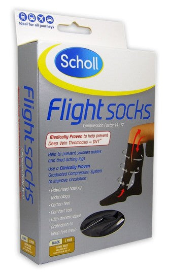 Scholl Flight Socks - Black M9-12 - Health Chemist NZ - Online Pharmacy