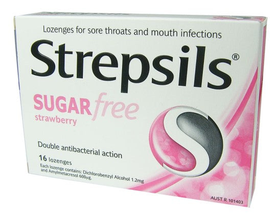 Strepsils Sugar Free Strawberry Lozenges 16