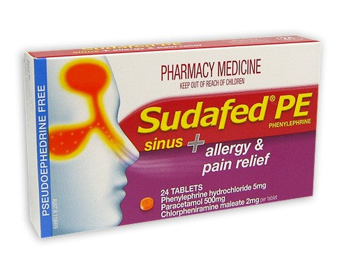 Sudafed PE Sinus + Allergy & Pain Relief Tablets 24