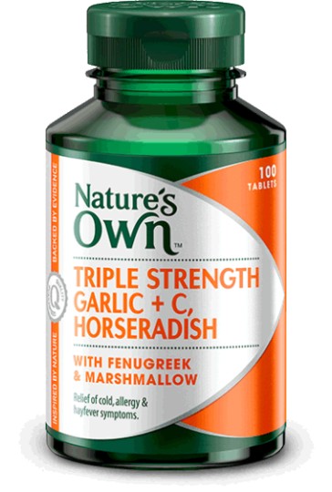 Natures Own Triple Strength Garlic + C, Horseradish, Fenugreek & Marshmallow Tablets 150