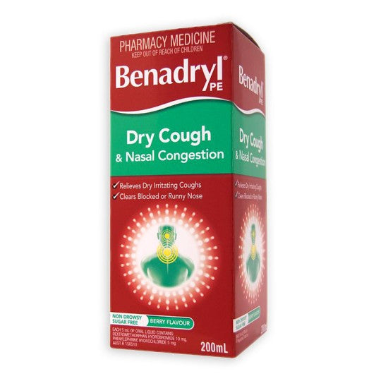 Benadryl PE Dry Cough & Nasal Congestion 200ml