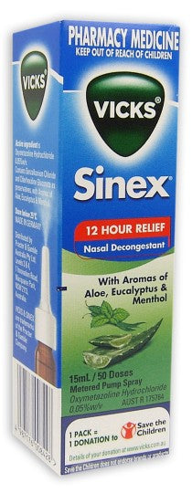 Vicks Sinex Nasal Spray 15ml - Health Chemist Nz - Online Pharmacy