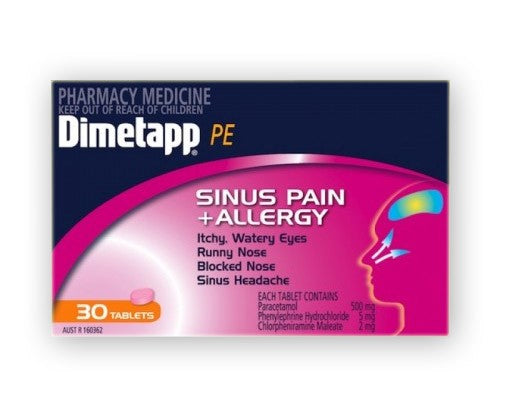 Dimetapp PE Sinus Pain & Allergy Tablets 30