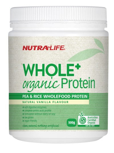 Nutralife Whole + Organic Protein Pea & Rice Vanilla 500g