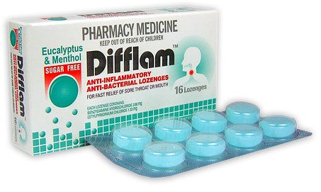 Difflam Throat Lozenges Eucalyptus/Menthol Sugar Free (16)