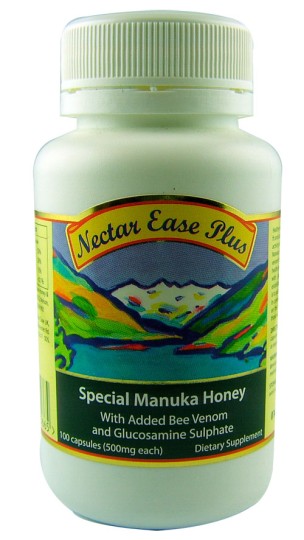 Nectar Ease Plus Manuka Honey Bee Venom and Glucosamine Capsules 500mg 100