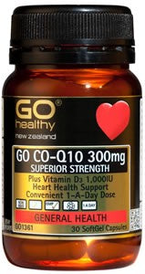 Go Healthy Go Co-Q10 + Vitamin D3 300mg Capsules 30