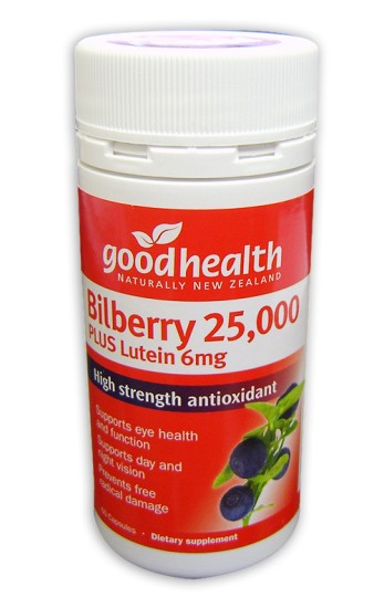 Good Health Bilberry 25,000 plus Lutein 6mg Capsules 60