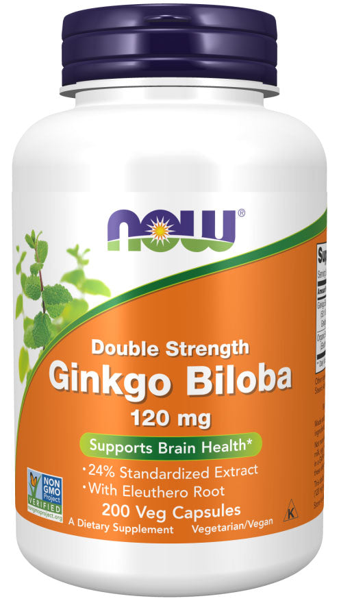 Now Ginkgo Biloba Double Strength 120mg Vegecaps 100