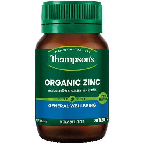 Thompsons Organic Zinc Tablets 80