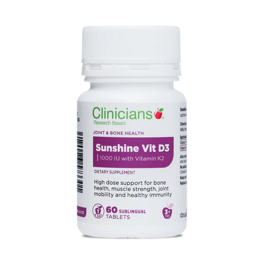 Clinicians Sunshine Vitamin D3 with Vitamin K2 Sublingual Tablets 60