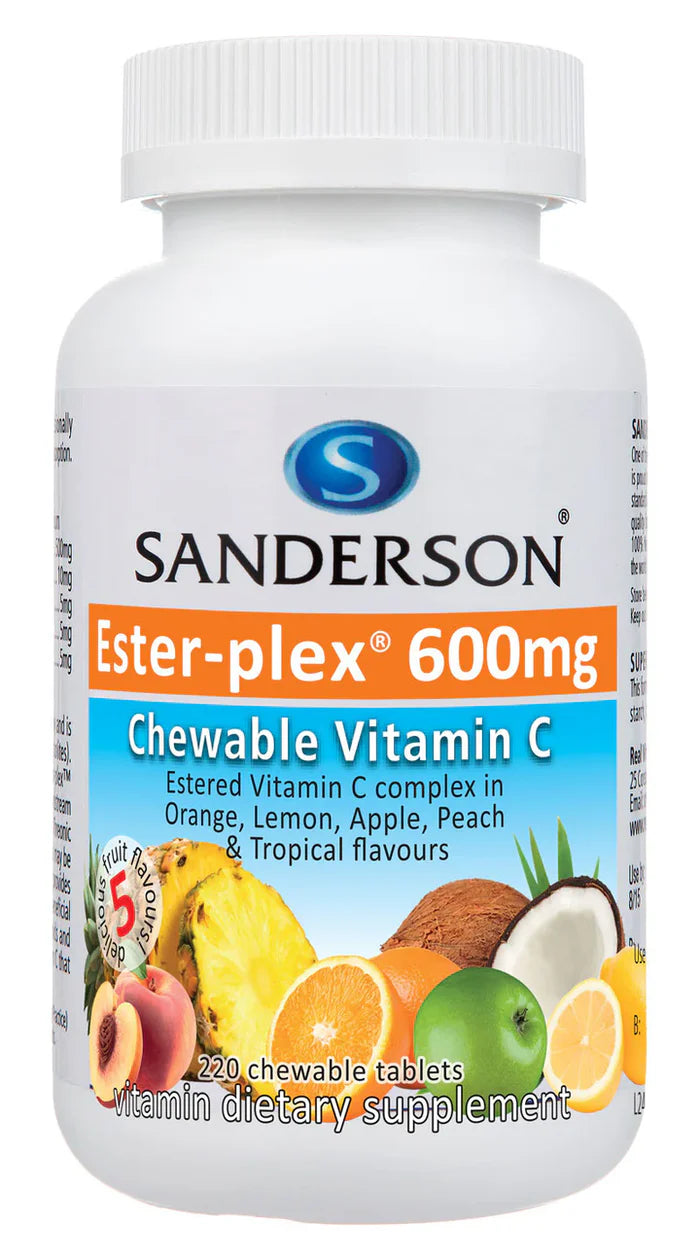 Sanderson Ester-plex Vitamin C Fruit Assorted Chewable 600mg Tablets 220