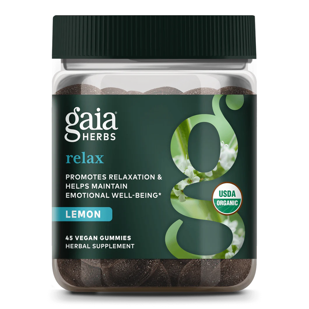 Gaia Herbs Relax Vegan Gummies Lemon 45