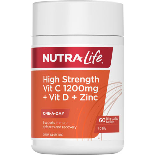 Nutralife High Strength Vit C 1200mg + Vit D +Zinc 60