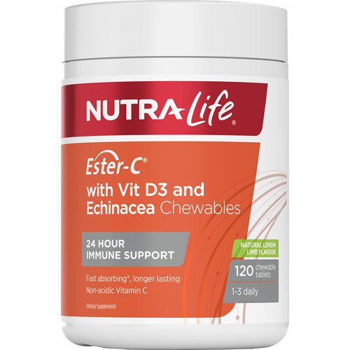 Nutralife Ester C 1000mg with Vitamin D3 Echinacea Chewable Tablets 120