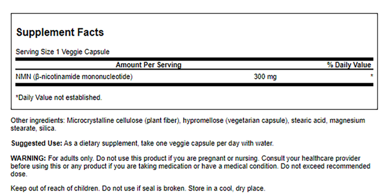 Swanson NMN -Nicotinamide Mononucleotide Vegecaps 300mg 30