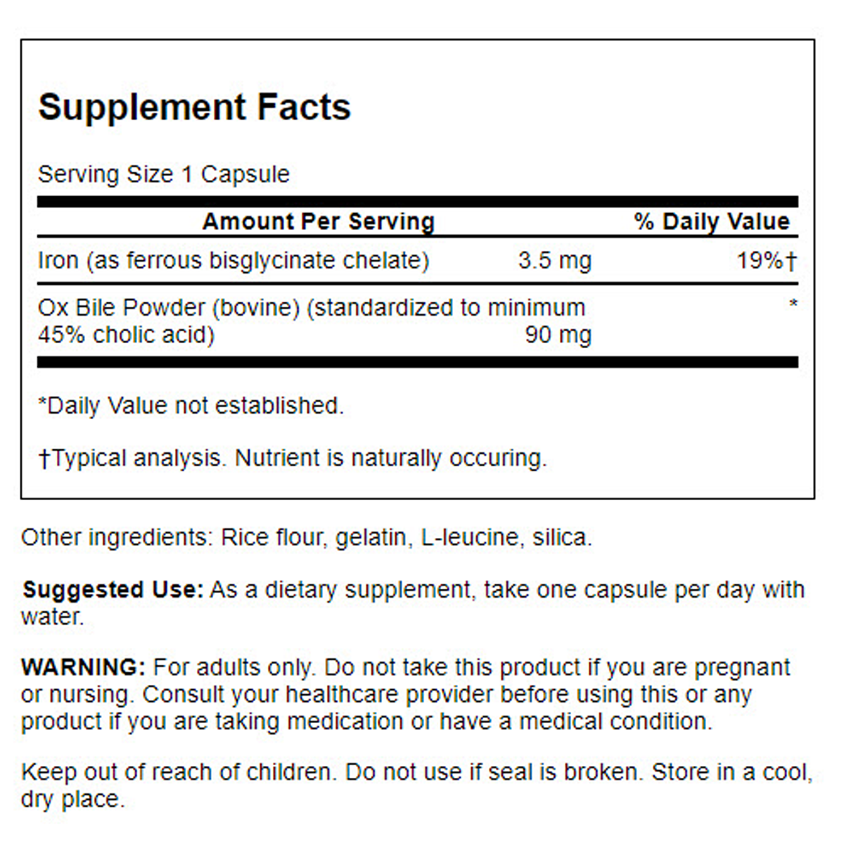 Swanson Ox Bile  Capsules 60