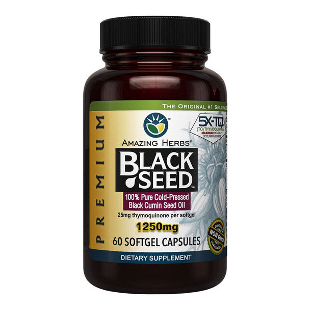 Amazing Herbs Black Seed Oil Capsules 1250mg 60