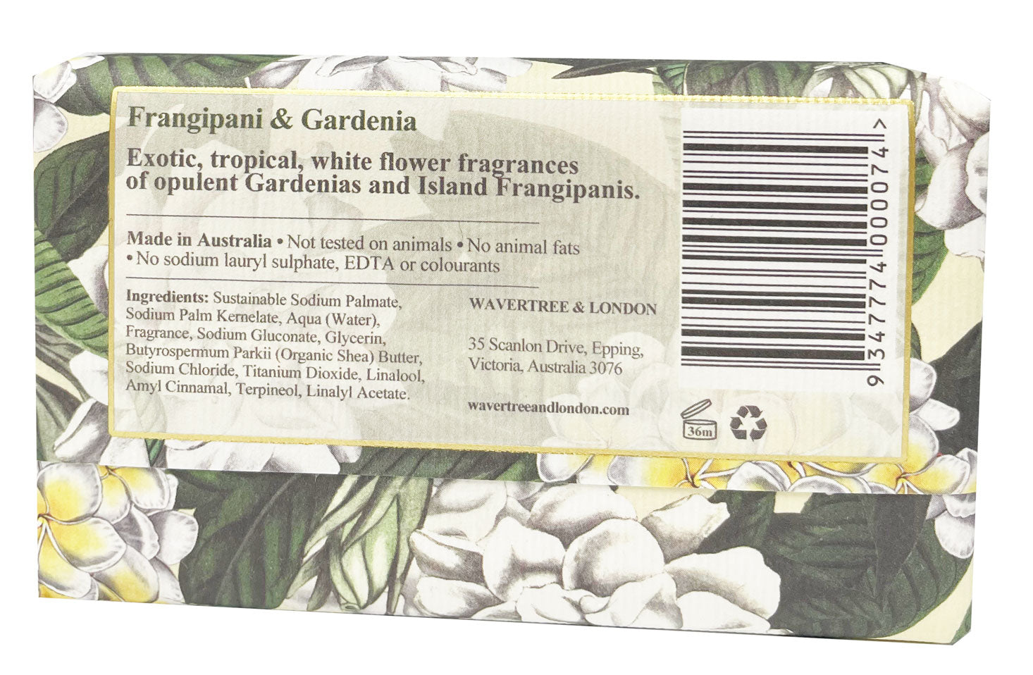 Wavertree & London Frangipani & Gardenia Soap Bar 200g