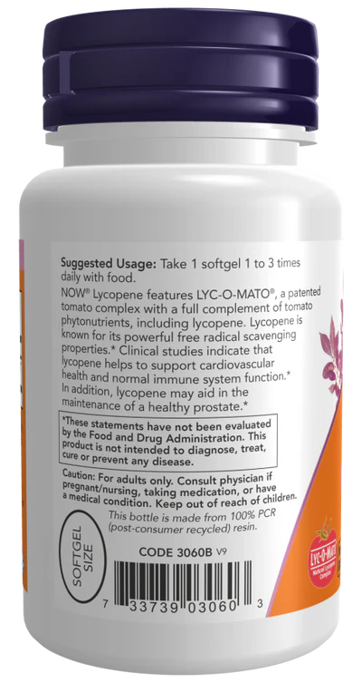 Now Lycopene 10 mg Softgels 60