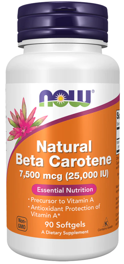 Now Natural Beta-Carotene 25,000 IU Softgels 90