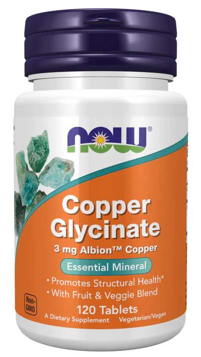 Now Copper Glycinate 3 mg Tablets 120