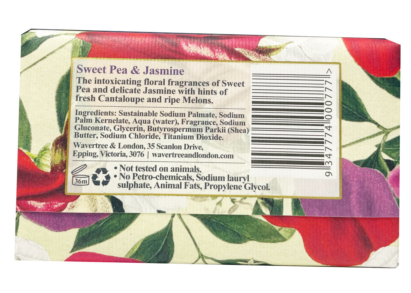 Wavertree & London Sweet Pea &  Jasmine Soap Bar 200g