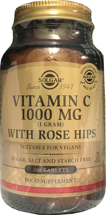 Solgar Vitamin C 1000mg with Rose Hips Tablets 100
