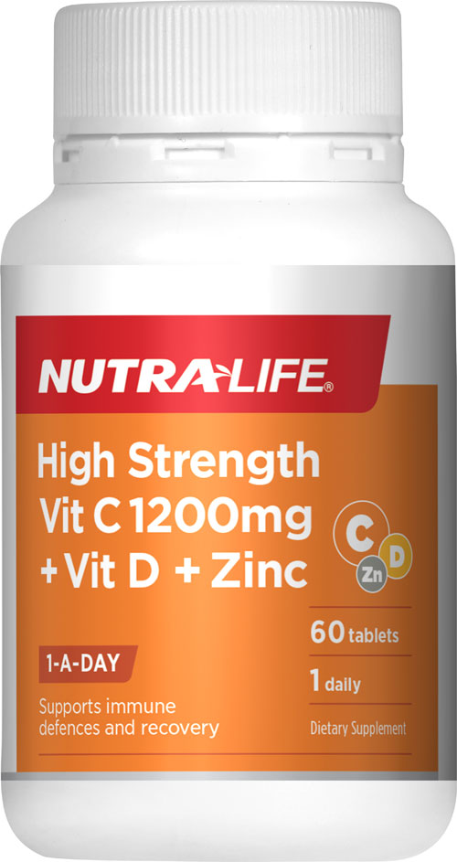 Nutralife High Strength Vit C 1200mg + Vit D +Zinc 60
